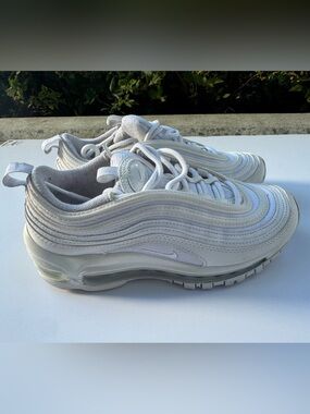 Nike Air Max 97 Triple White Women’s Sneakers Shoes US 4Y / EU 36 Missing Insole